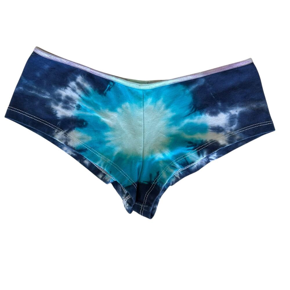 Womens Panties Size Juniors XL Blue Tie Dye Hippie Boy Short Underwear Brand New